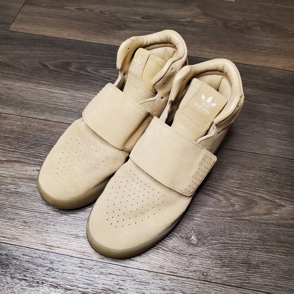 adidas Other - ADIDAS Tubular Invader Suede Strap Khaki High Top Sneakers